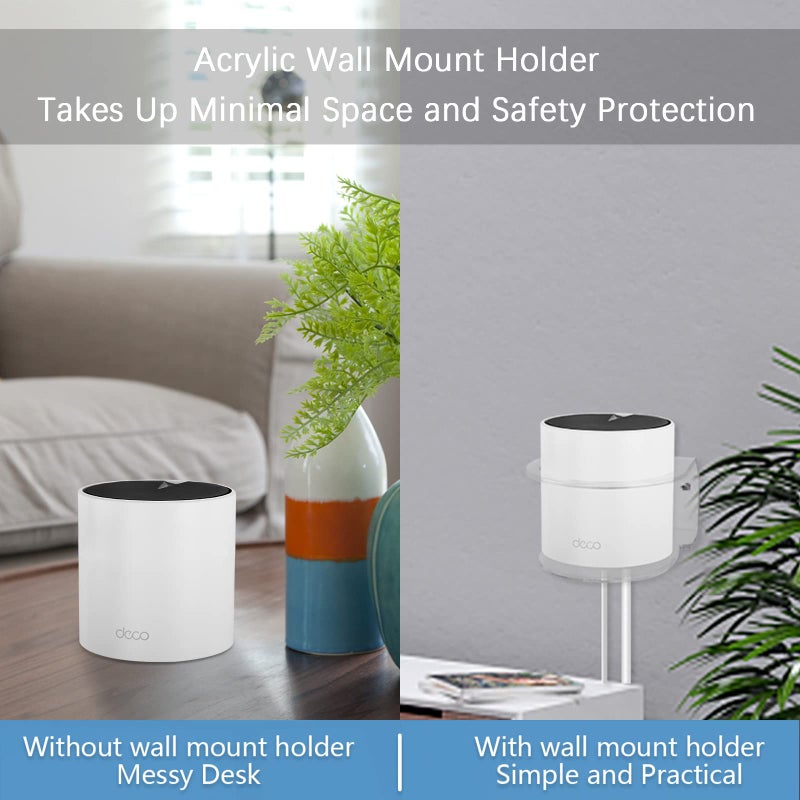 OkeMeeo Acrylic Wall Mount for TP-Link Deco AX3000 WiFi 6 Mesh System(Deco X55), X55 Pro, X20, X60, X68 (AX3000,AX1800,AX3600)(2 Pack) - Image 2